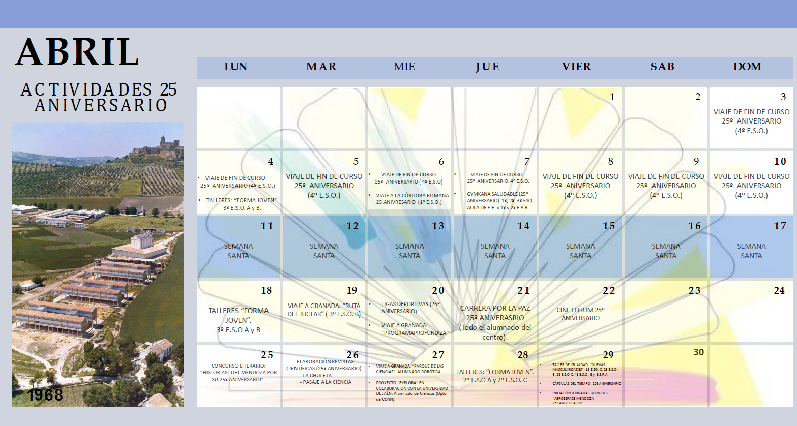 CALENDARIO DE ACTIVIDADES DE ABRIL – IES Antonio de Mendoza